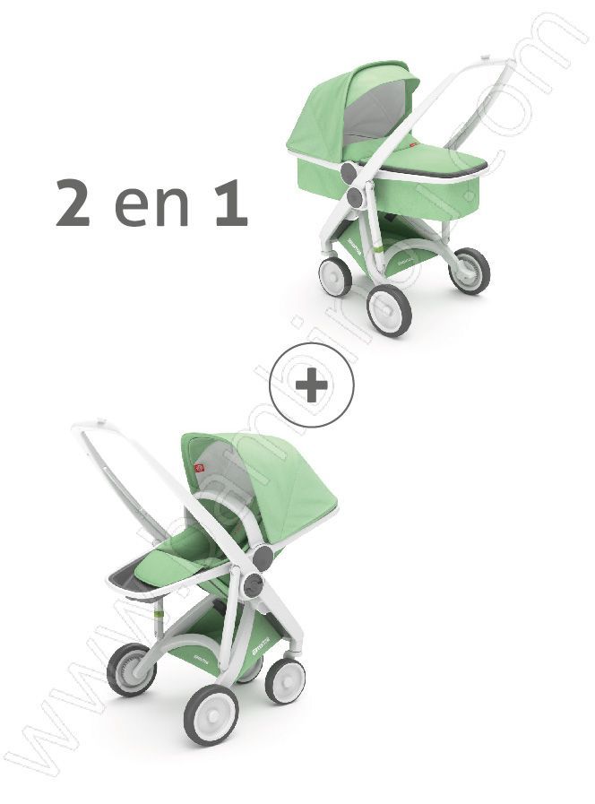 poussette Upp 2 en 1 chassis blanc kit couleur menthe Greentom BamBinou