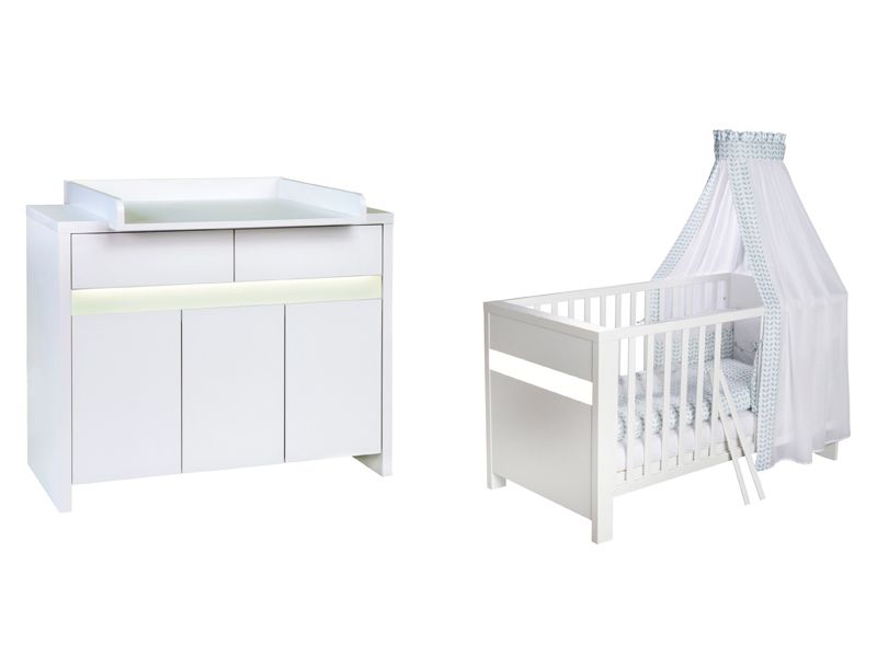 chambre bebe commode lit kit Planete Blanc Schardt BamBinou