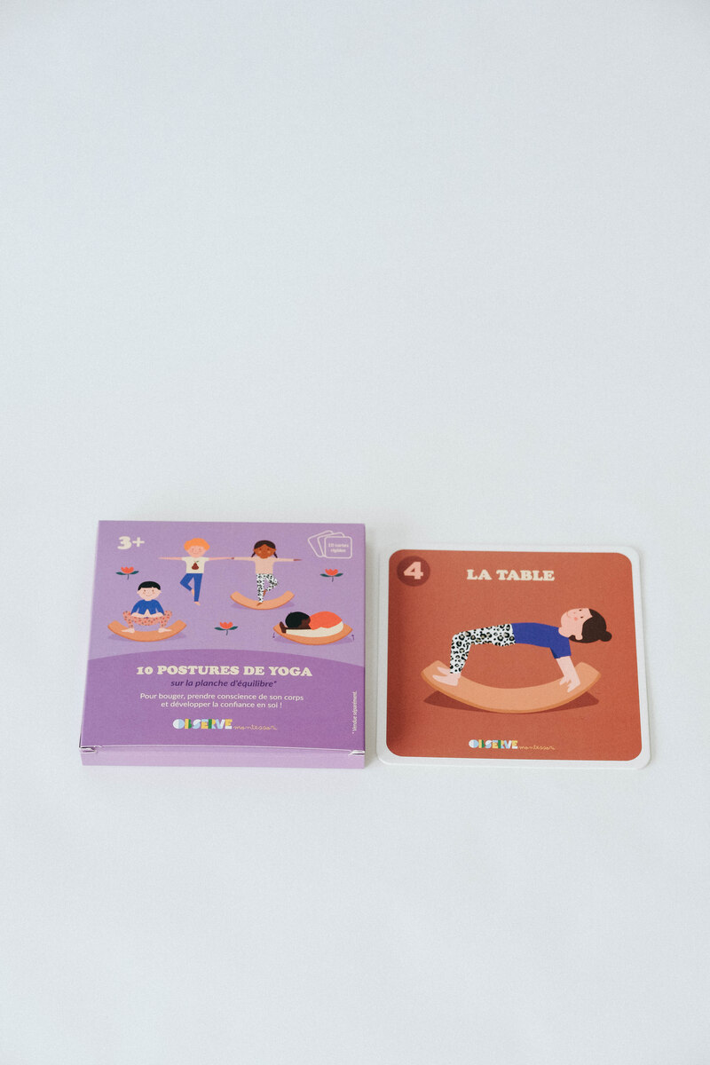 10 Cartes de Yoga + étui Observe Montessori Produit face