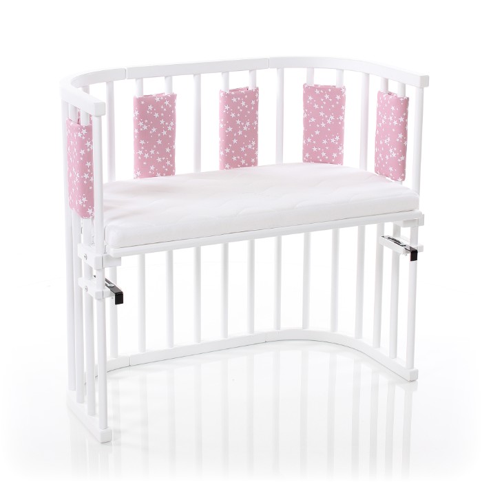 Tour de lit Ultrafresh piqué pour berceaux Cododo Babybay Rose étoiles blanches sur le berceau