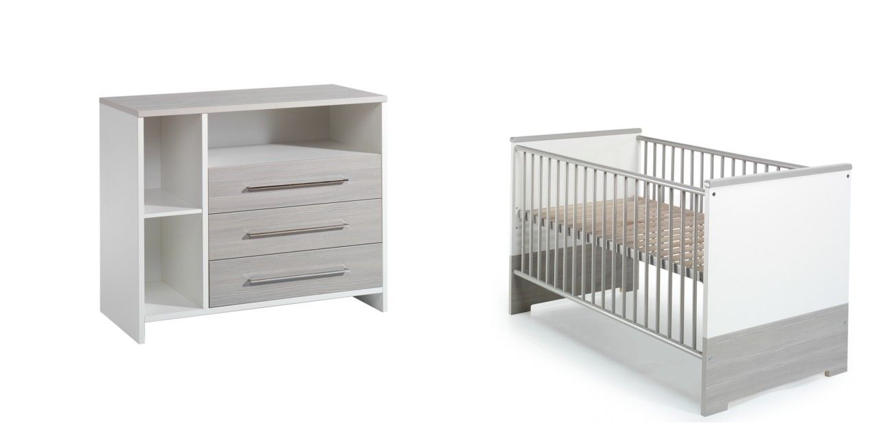 Chambre Eco Silver : lit kit-transformation commode Schardt BamBinou