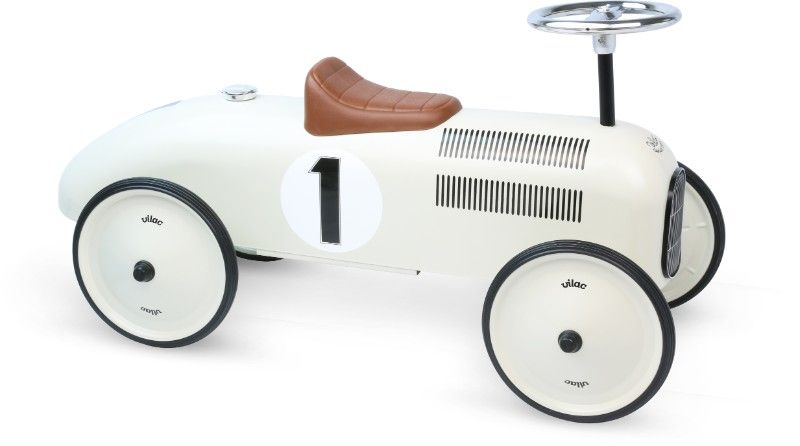 Porteur voiture en métal blanc crème Vintage