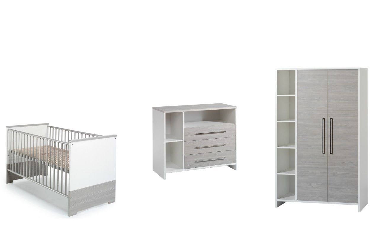 Chambre Eco Silver : lit kit-transformation commode armoire 2 portes Schardt BamBinou