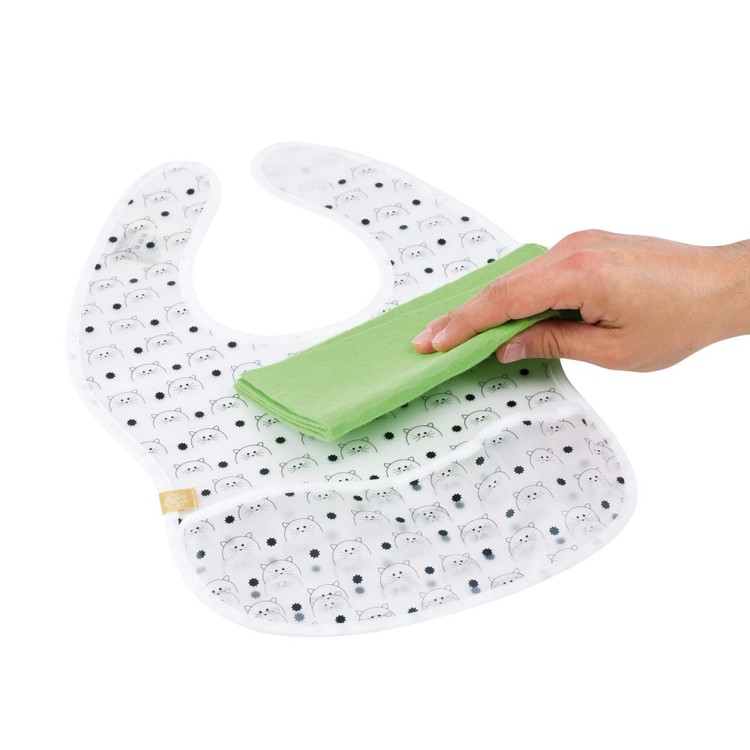 Bavoir plastifié avec poche Little Chums nettoyage Lassig-Bambinou