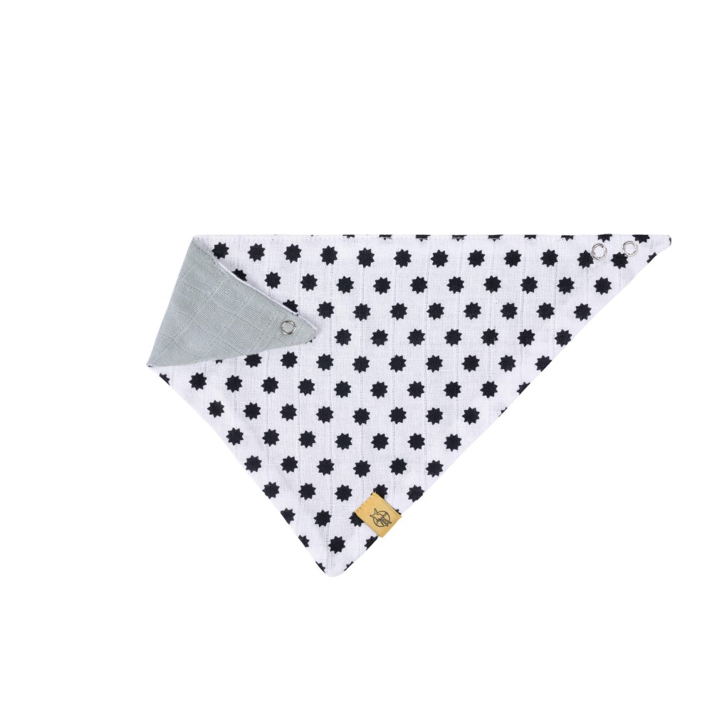 Bavoir bandana mousseline coton Little Chums étoiles Blanc réversible Lassig-Bambinou