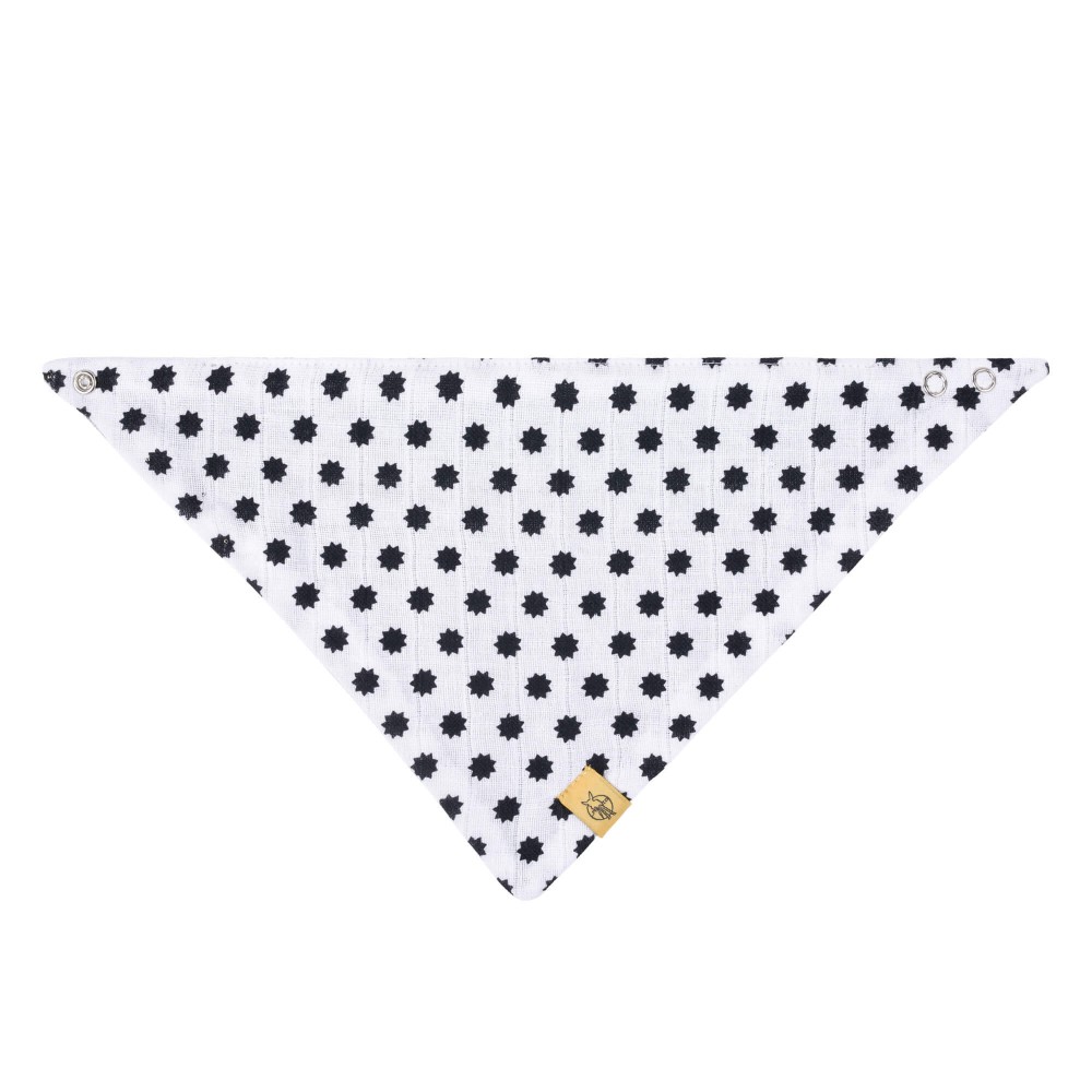 Bavoir bandana mousseline coton Little Chums étoiles Blanc face Lassig-Bambinou