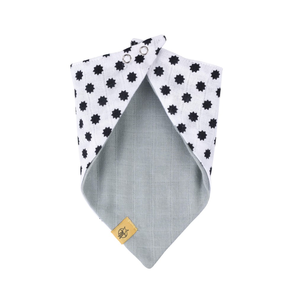 Bavoir bandana mousseline coton Little Chums étoiles Blanc dos Lassig-Bambinou