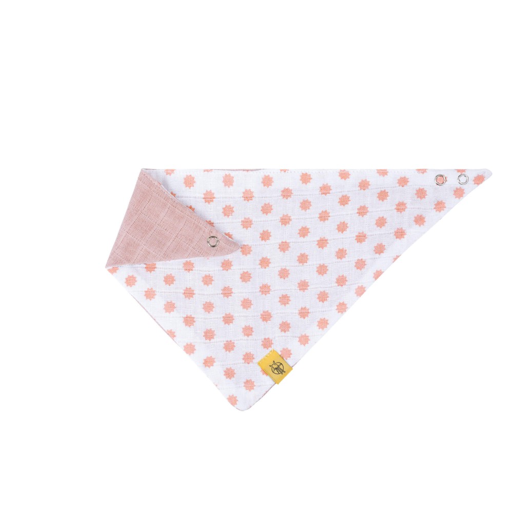 Bavoir bandana mousseline coton Little Chums étoiles Rose clair réversible Lassig-Bambinou