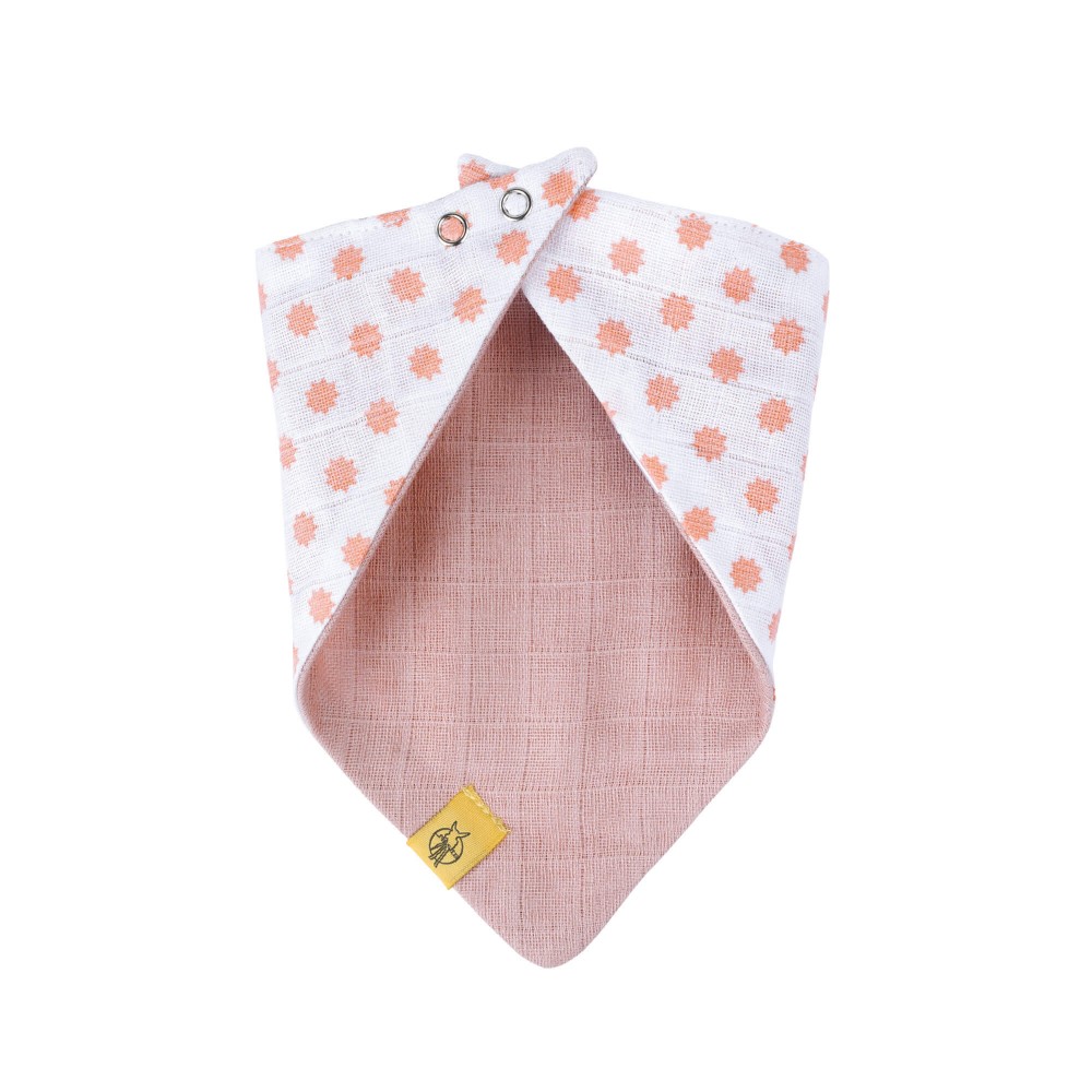 Bavoir bandana mousseline coton Little Chums étoiles Rose clair dos Lassig-Bambinou