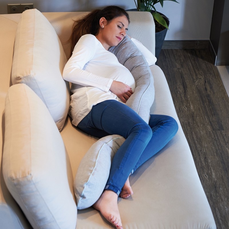 Coussin confort évolutif Jersey gris chiné Candide en situation