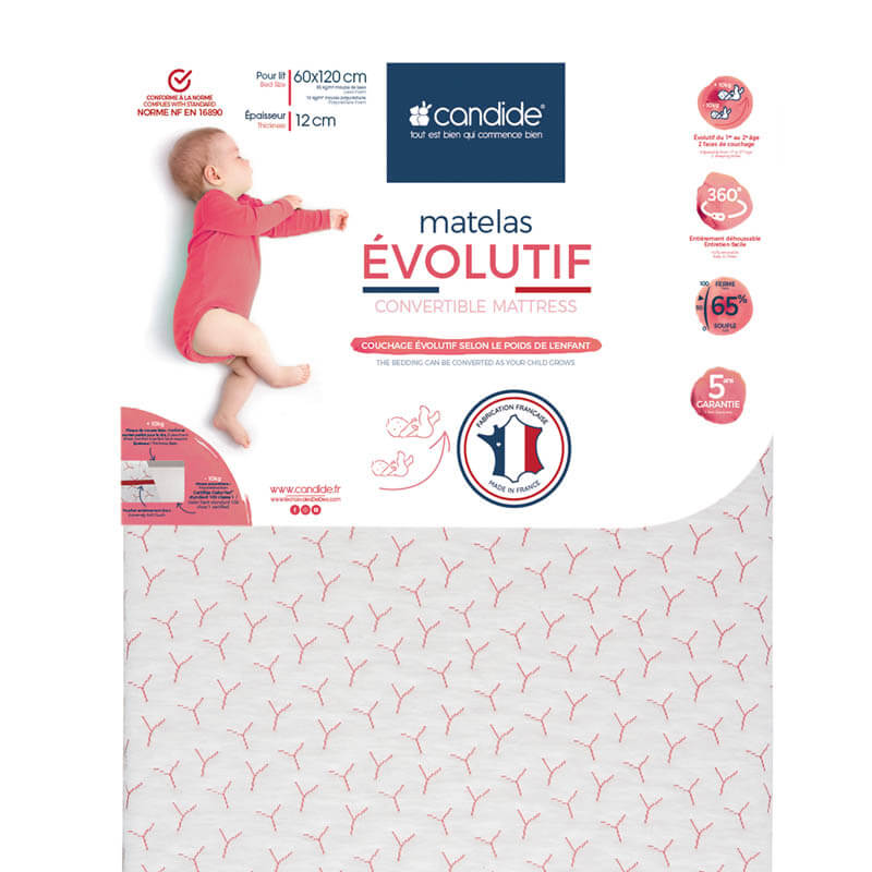 Matelas évolutif lit bébé Candide 60x120cm