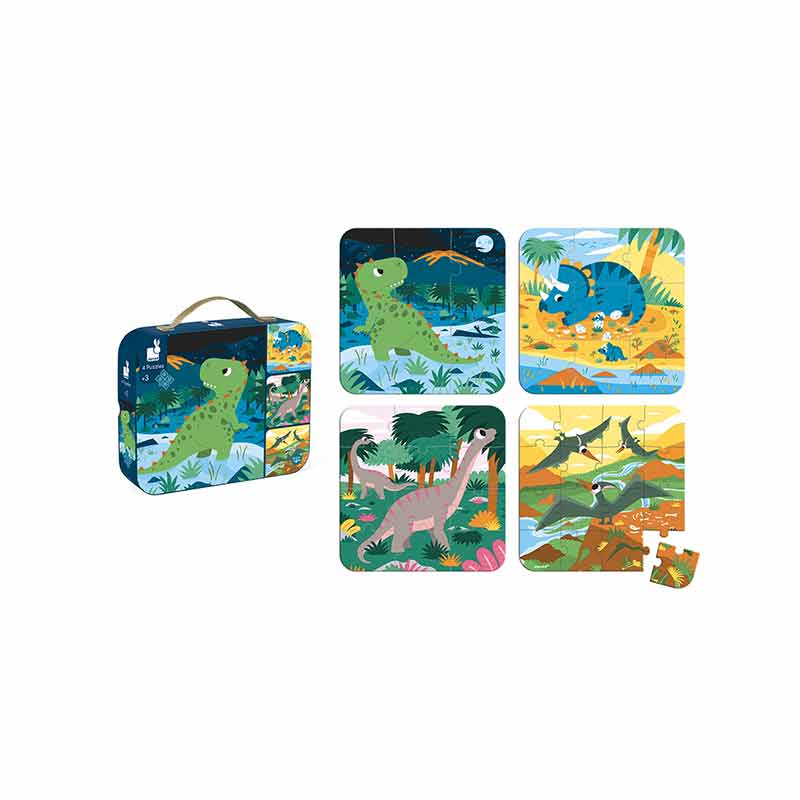 4 Puzzles évolutifs Dinosaures Janod Packaging