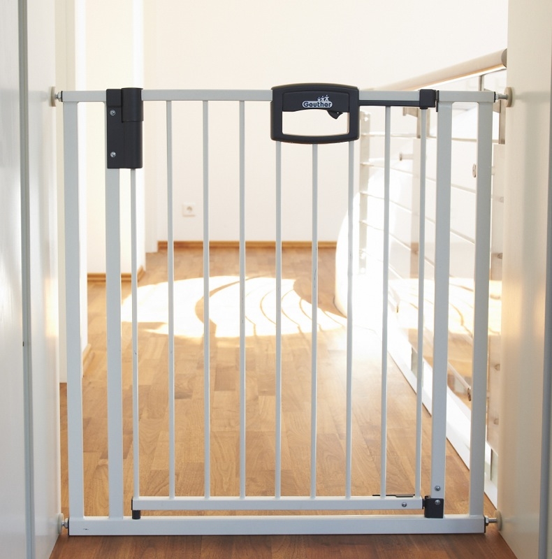 Barrière de sécurité Easylock plus 80,5 - 88,5 cm métal blanc sans percer Geuther Bambinou