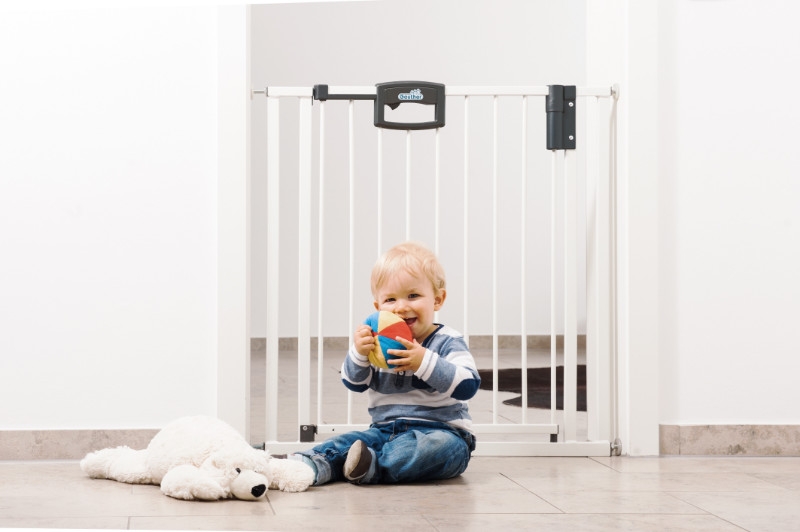 Barrière de sécurité Easylock plus 80,5 - 88,5 cm métal blanc sans percer enfant Geuther Bambinou
