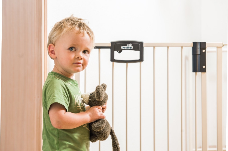 Barrière de sécurité Easylock plus 80,5 - 88,5 cm métal blanc sans percer enfant 2 Geuther Bambinou