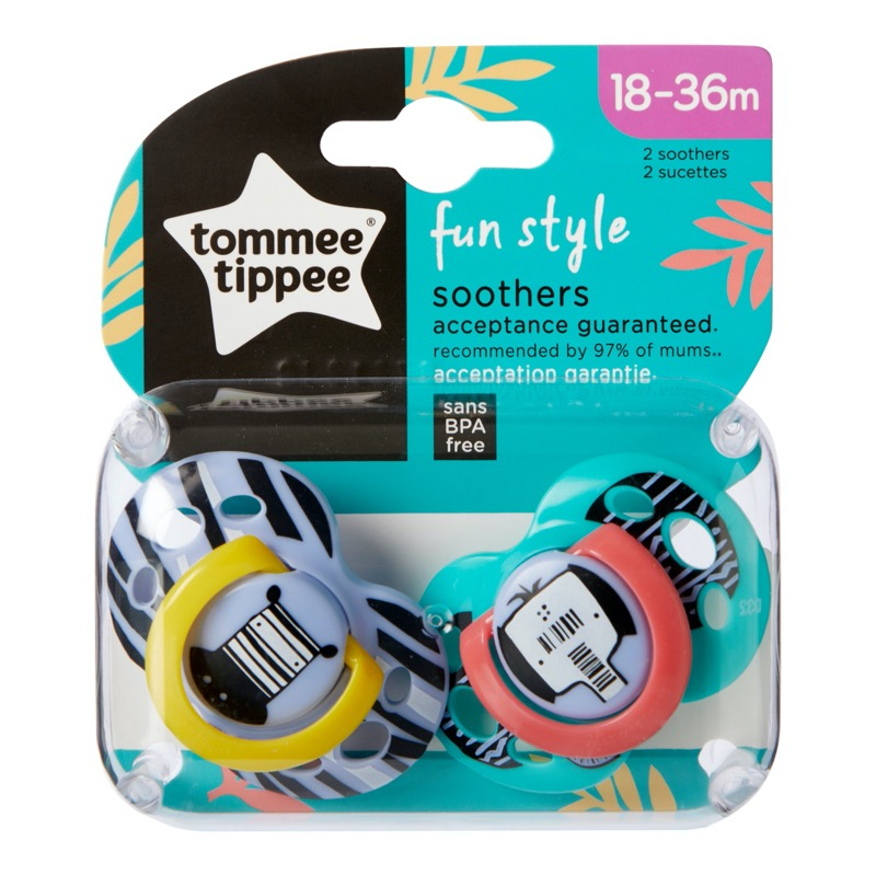 Lot de 2 sucettes CTN Fun Style 18-36 mois parme et bleu