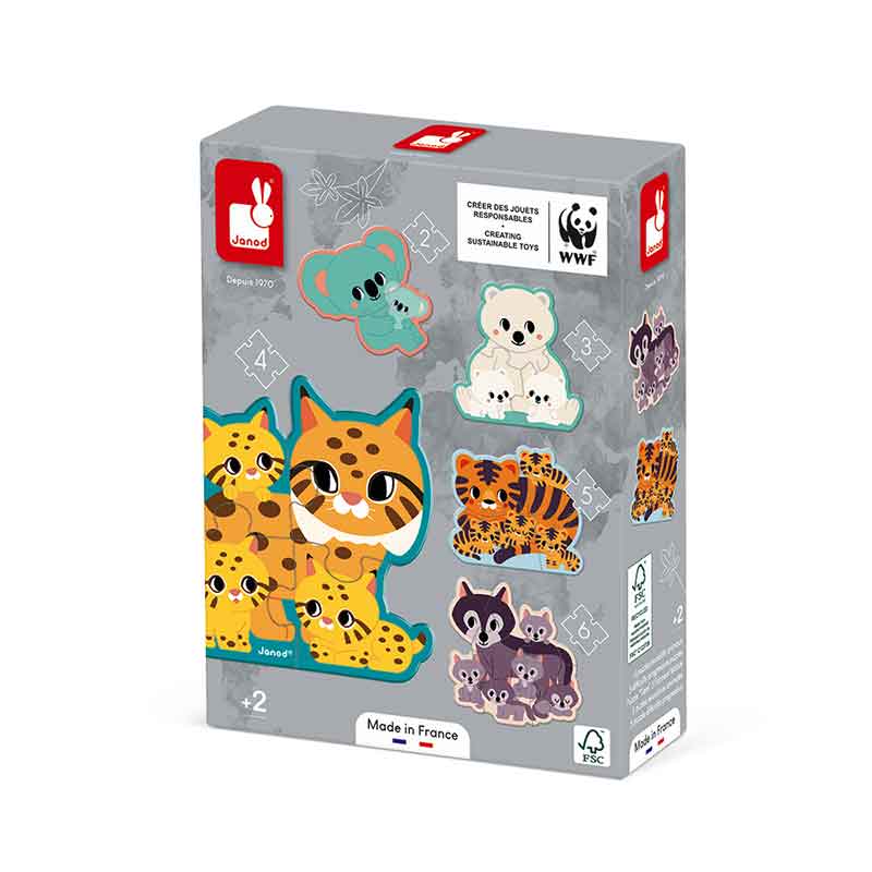 5 Puzzles évolutifs Animaux Janod Boîte