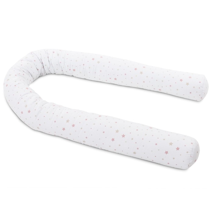 Tour de lit traversin pour conversion lit Cododo Babybay Blanc étoiles sable / roses