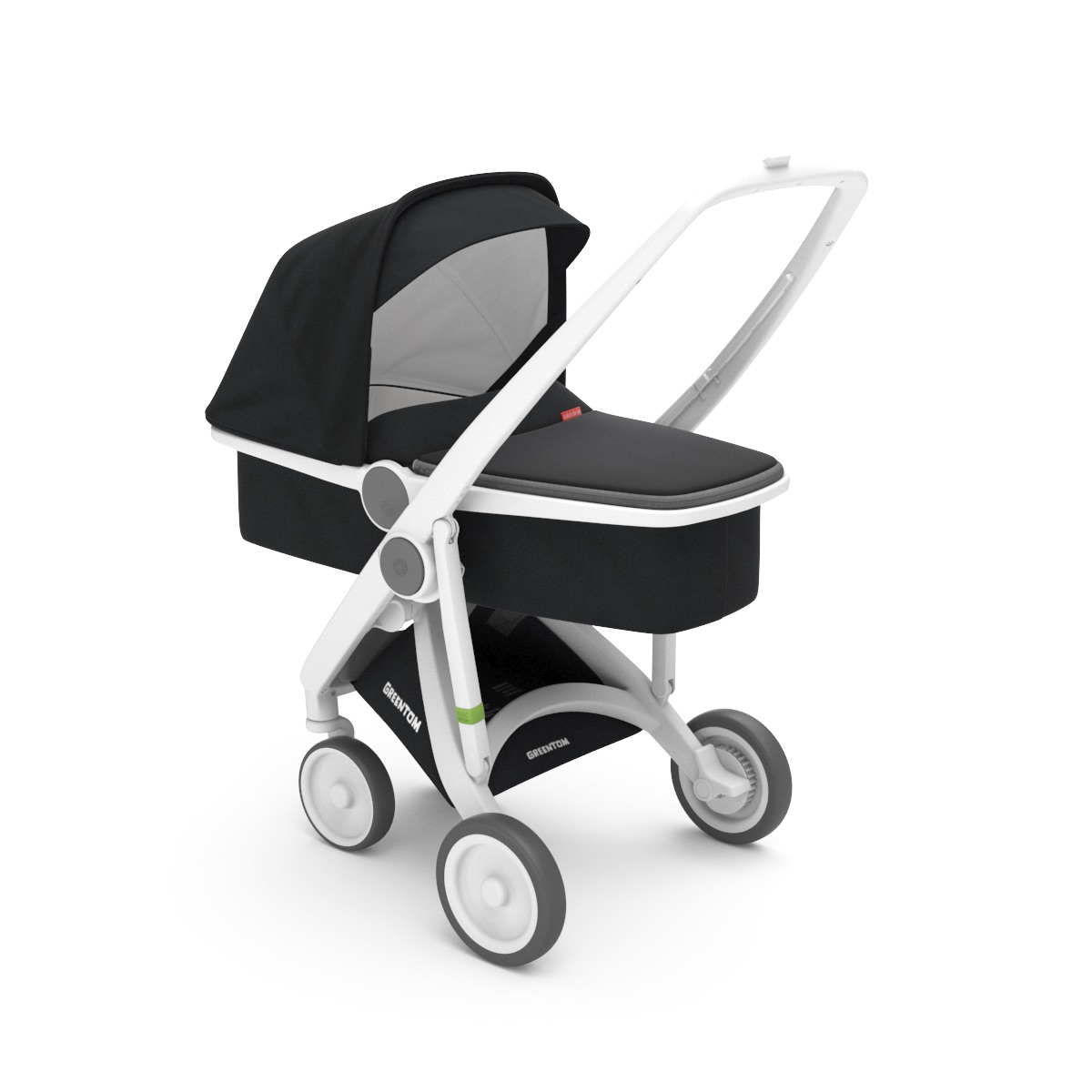 Poussette Upp Carrycot : Chassis blanc, Kit Nacelle noir Greentom BamBinou