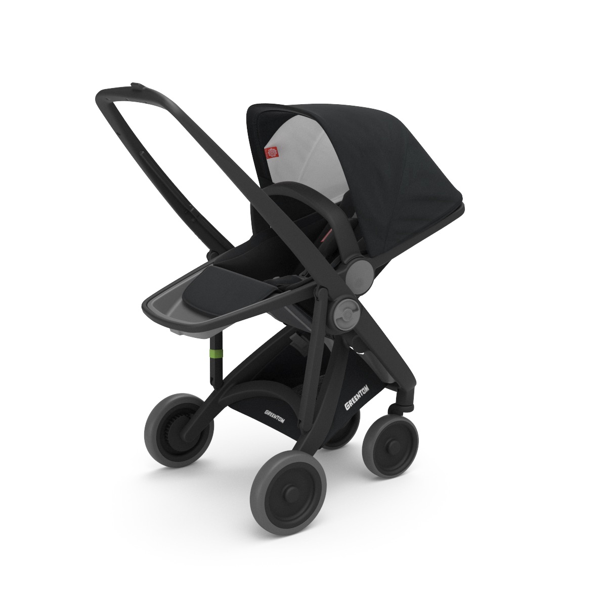 Poussette Upp Reversible : Châssis noir, Assise réversible noir Greentom BamBinou
