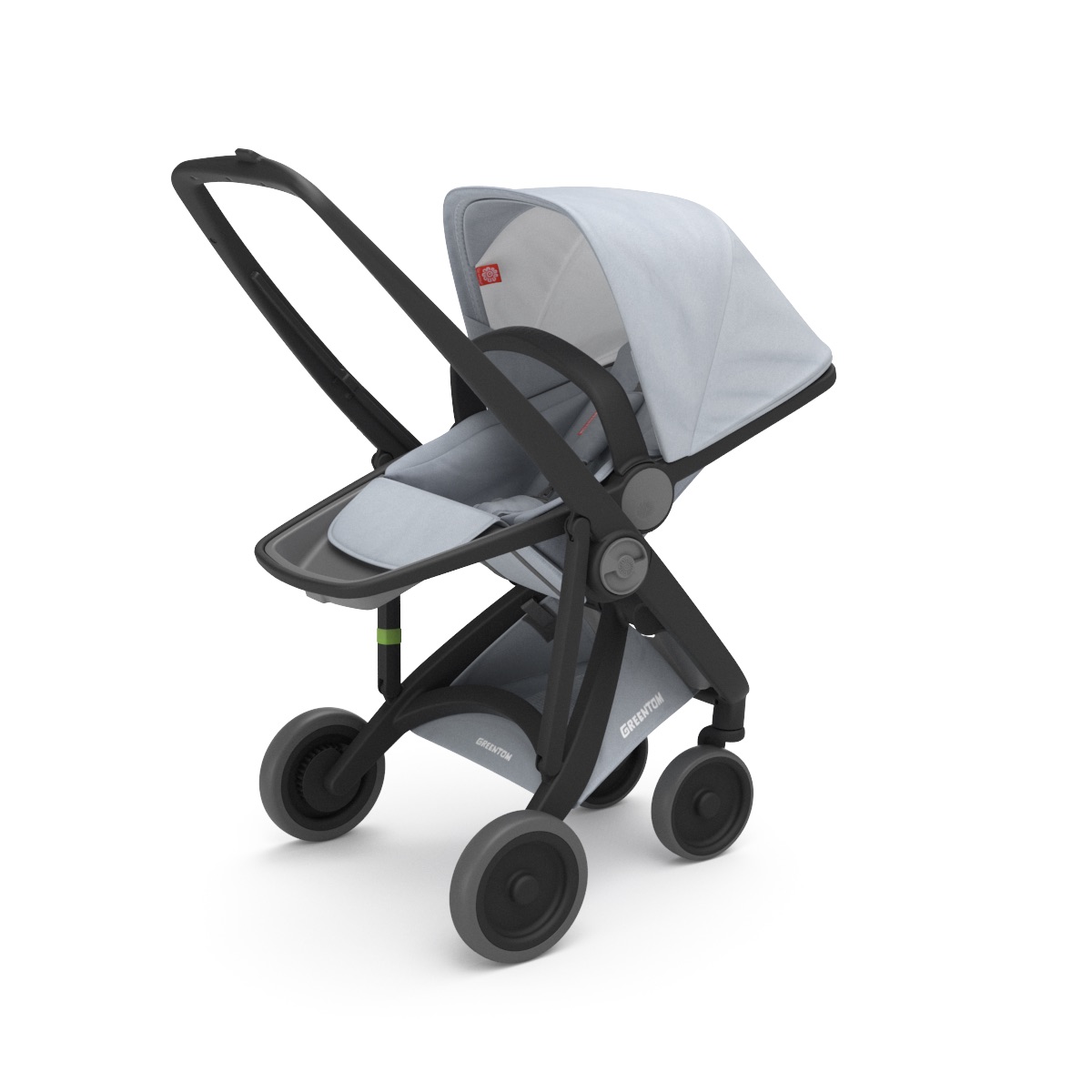Poussette Upp Reversible : Châssis noir, Assise réversible gris Greentom BamBinou