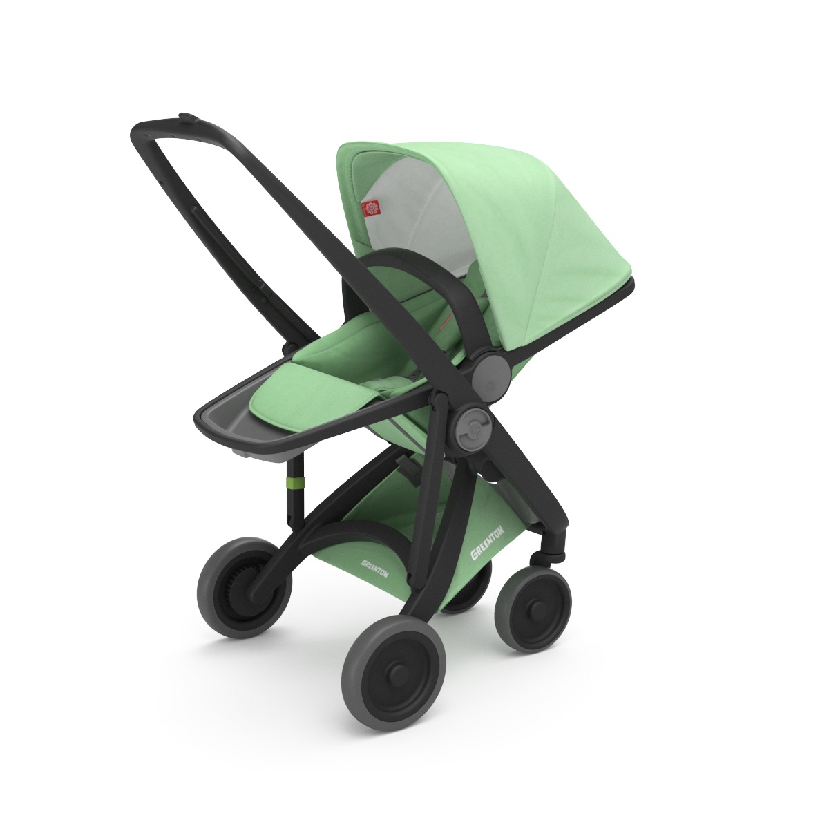 Poussette Upp Reversible : Châssis noir, Assise réversible menthe Greentom BamBinou