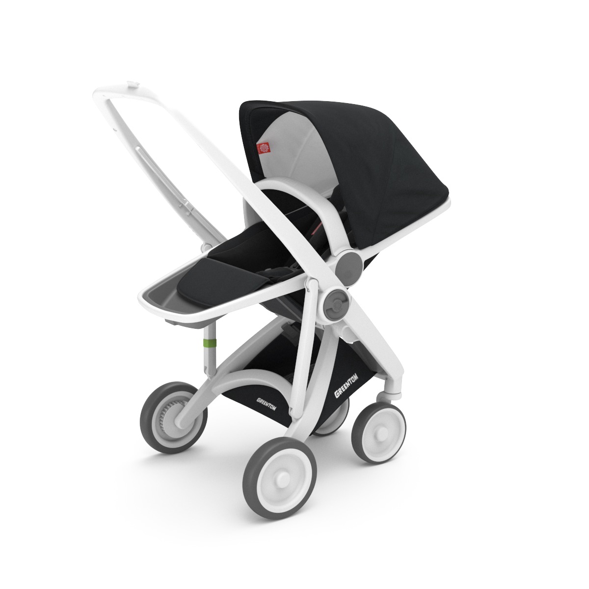 Poussette Upp Reversible : Châssis blanc, Assise réversible noir Greentom BamBinou