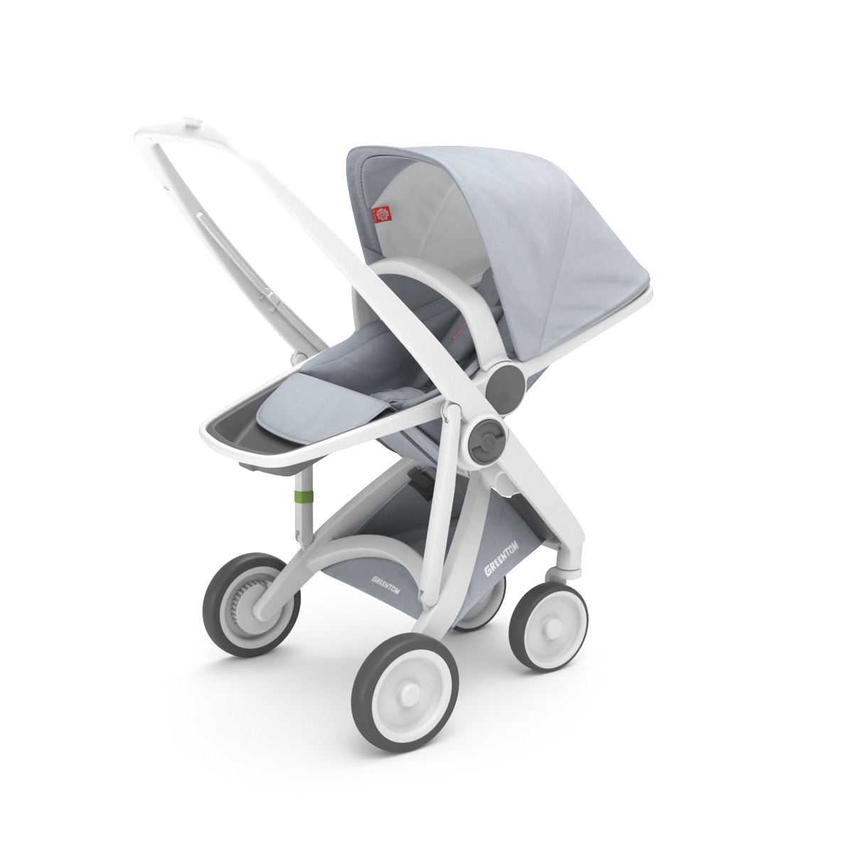 Poussette Upp Reversible : Châssis blanc, Assise réversible gris Greentom BamBinou