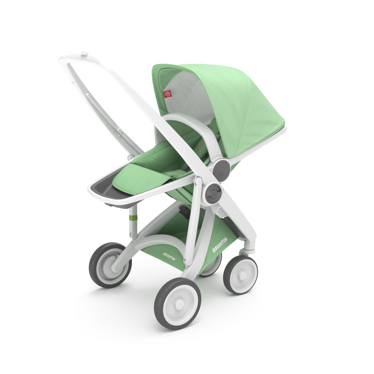 Poussette Upp Reversible : Châssis blanc, Assise réversible menthe Greentom BamBinou