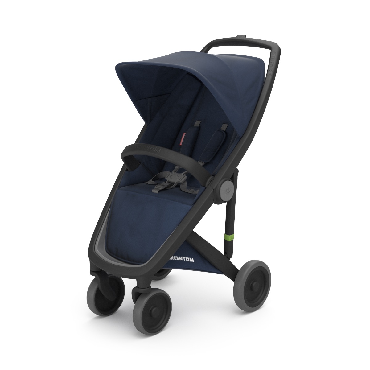 Poussette Upp Classic : Châssis noir, Assise classic bleu Greentom BamBinou