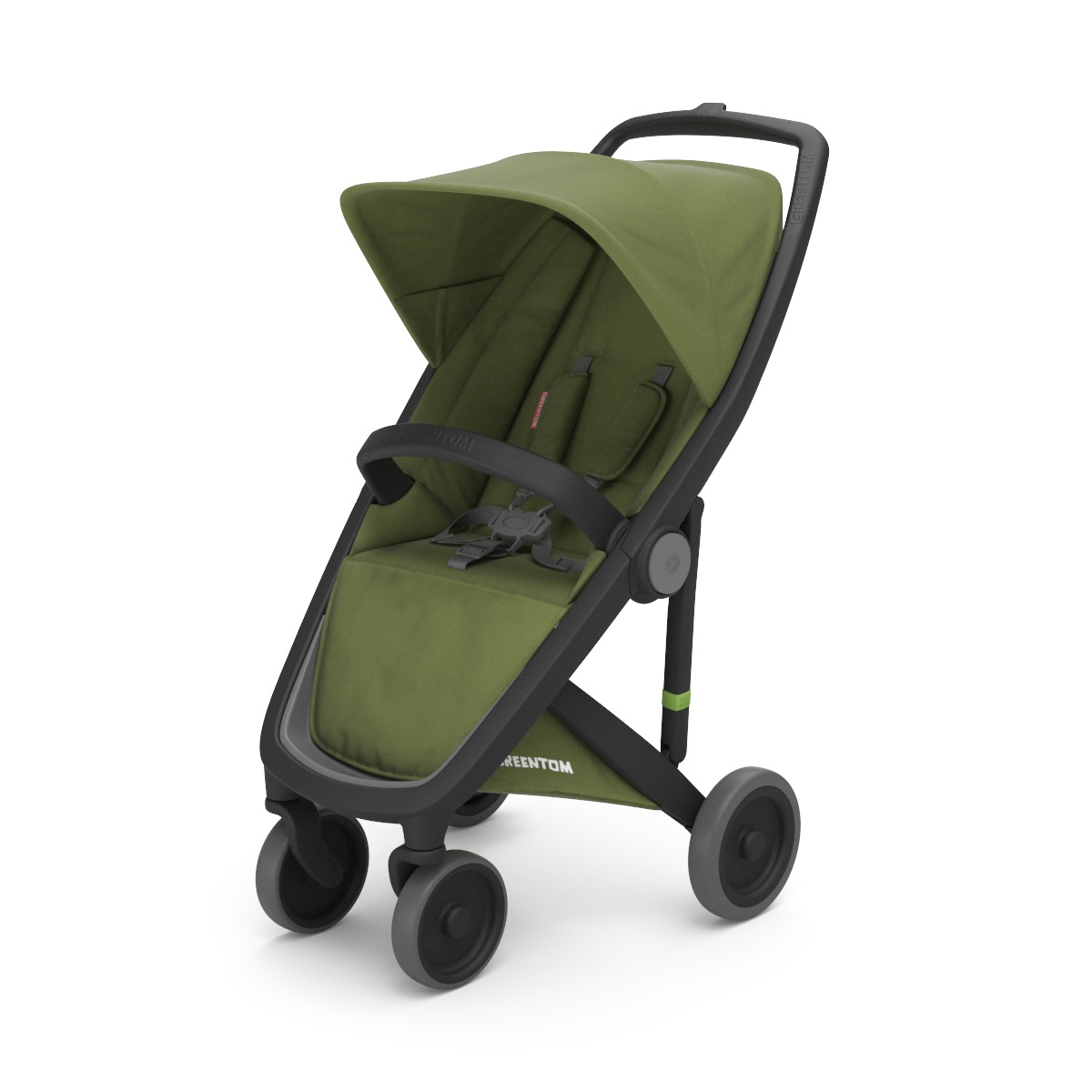 Poussette Upp Classic : Châssis noir, Assise classic olive Greentom BamBinou