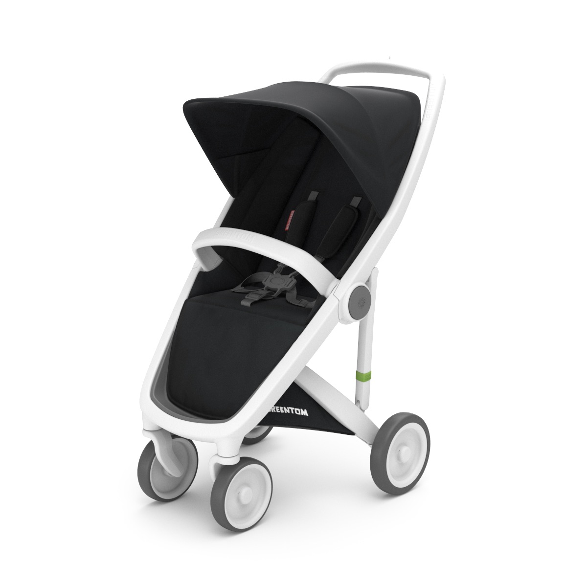 Poussette Upp Classic : Châssis blanc, Assise classic noir Greentom BamBinou