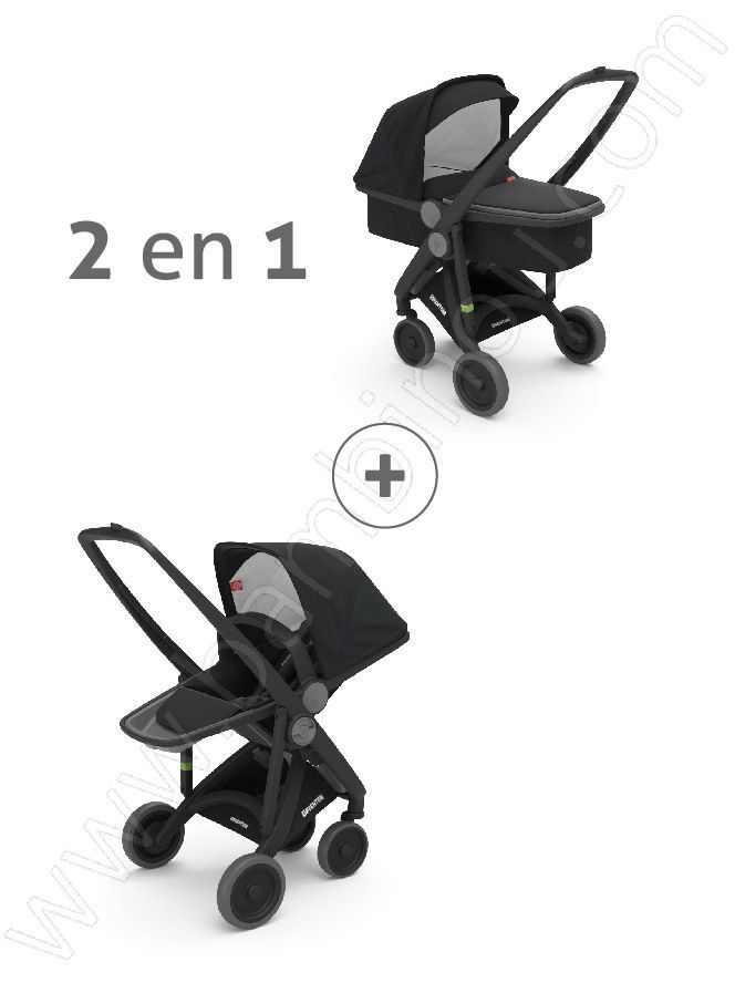 Poussette Upp 2 en 1 chassis noir kit couleur noir Greentom BamBinou