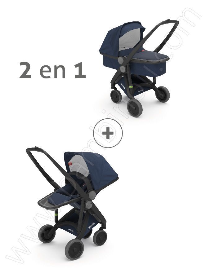 Poussette Upp 2 en 1 chassis noir kit couleur bleu Greentom BamBinou