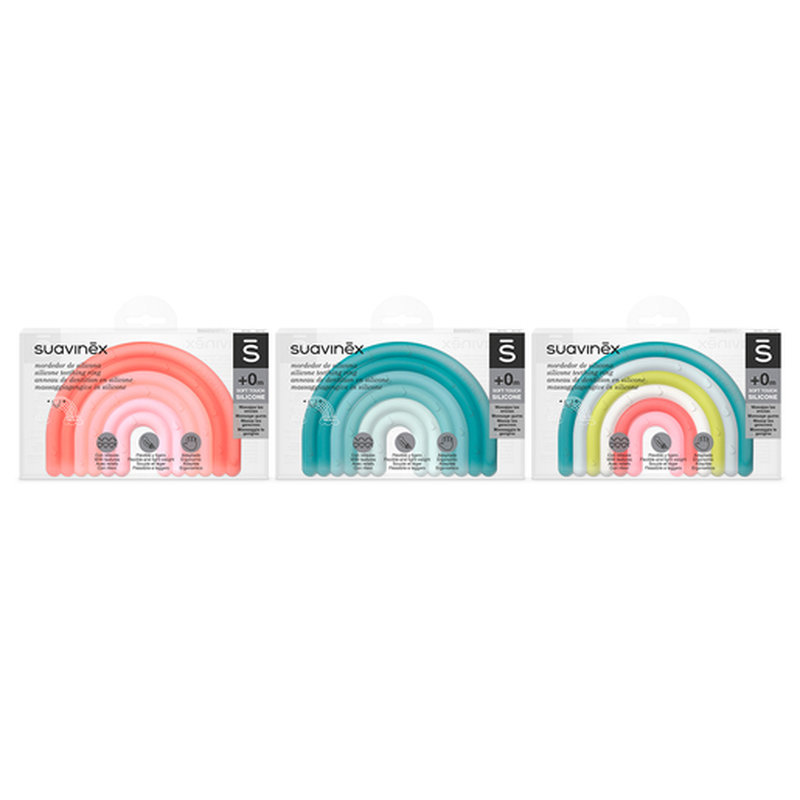 Anneau De Dentition En Silicone Étape 1 Arc En Ciel Suavinex packaging 