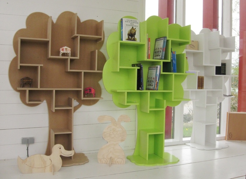 Bibliotheque Louane arbre vert, brut et blanc Mathy by bols BamBinou