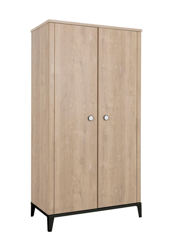 Armoire 2 portes Marcel Chêne blond Noir Galipette angle