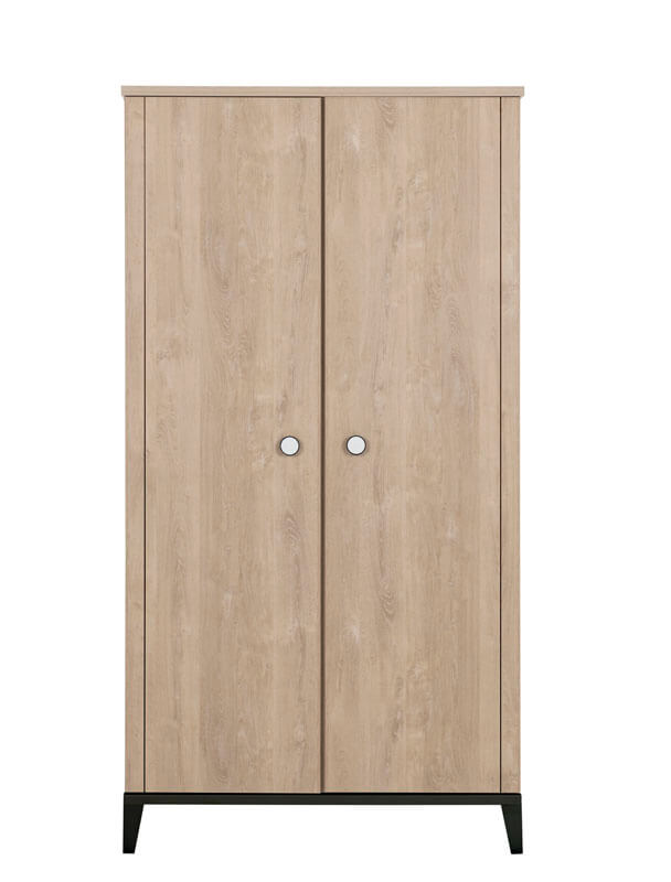 Armoire 2 portes Marcel Chêne blond Noir Galipette face