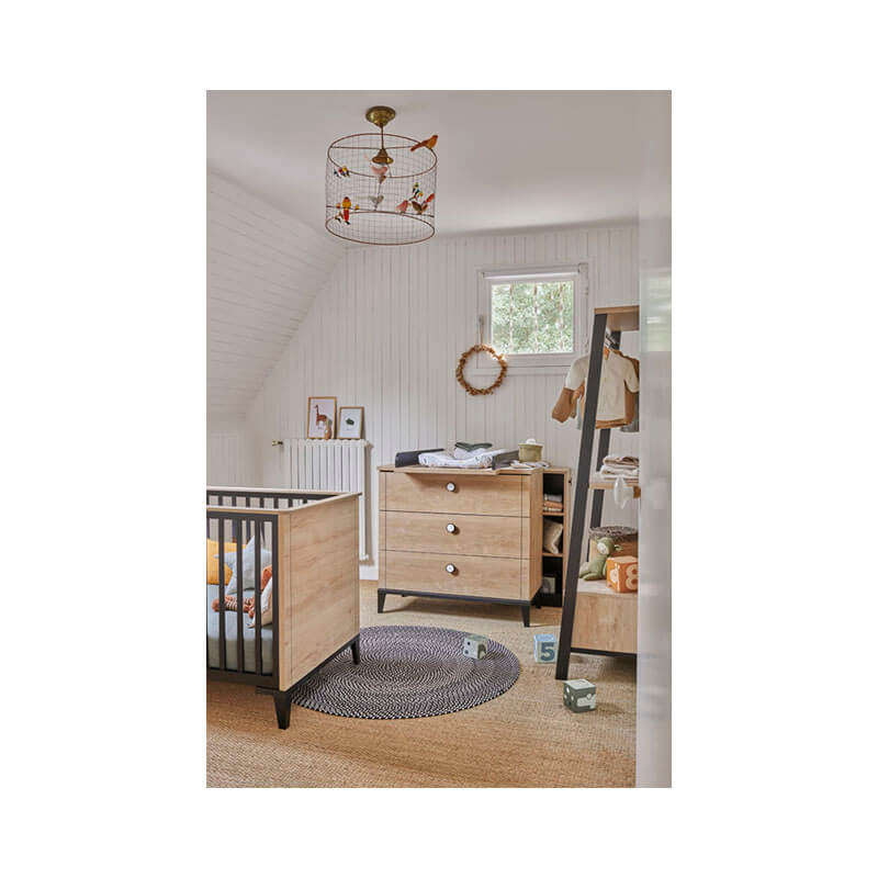 Armoire 2 portes Marcel Chêne blond Noir Galipette focus bébé