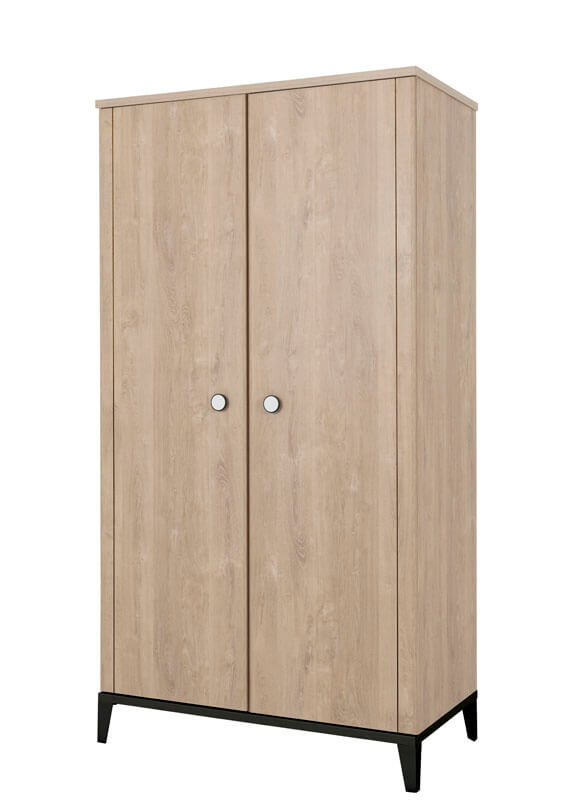 Armoire 2 portes Marcel Chêne blond Noir Galipette