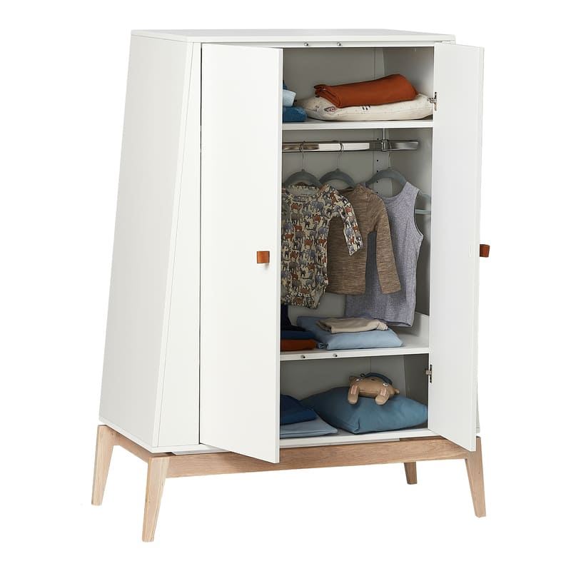 Chambre Luna Blanc : lit, commode, armoire Leander Armoire ouvert