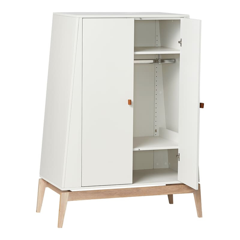 Chambre Luna Blanc : lit, commode, armoire Leander Étagères