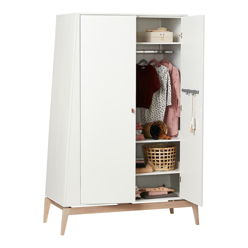 Armoire Luna Chêne Blanc Leander armoire large avec vetements
