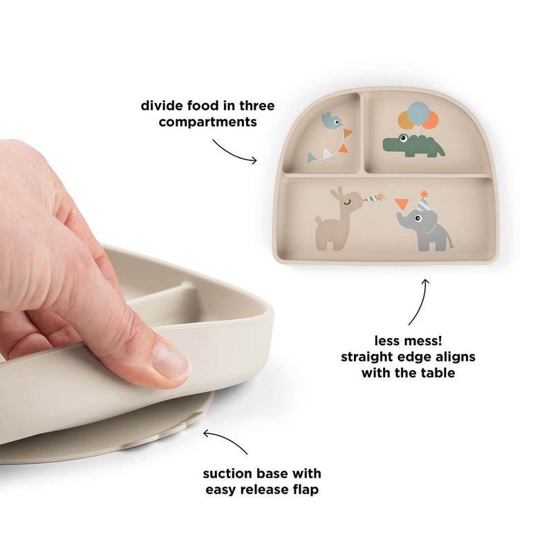 Assiette à compartiments ventouse Celebration Sable Done By Deer détails