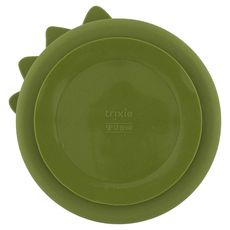 Assiette avec ventouse en silicone et compartiments Mr. Dino Trixie dos