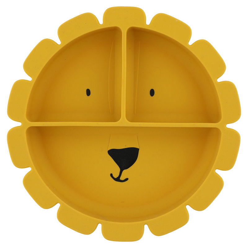 Assiette avec ventouse en silicone et compartiments Mr. Lion Trixie face
