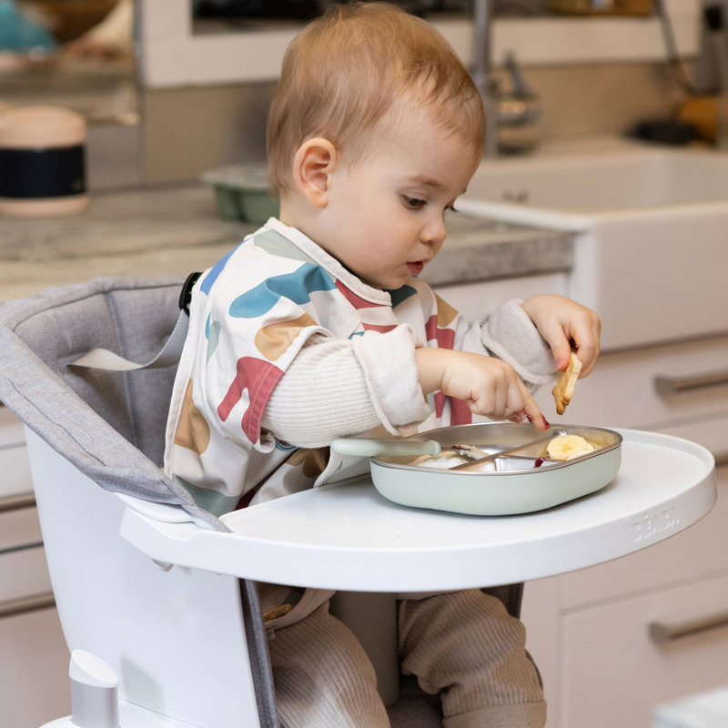 Assiette compartimentée inox Vert de gris Beaba lifestyle 1