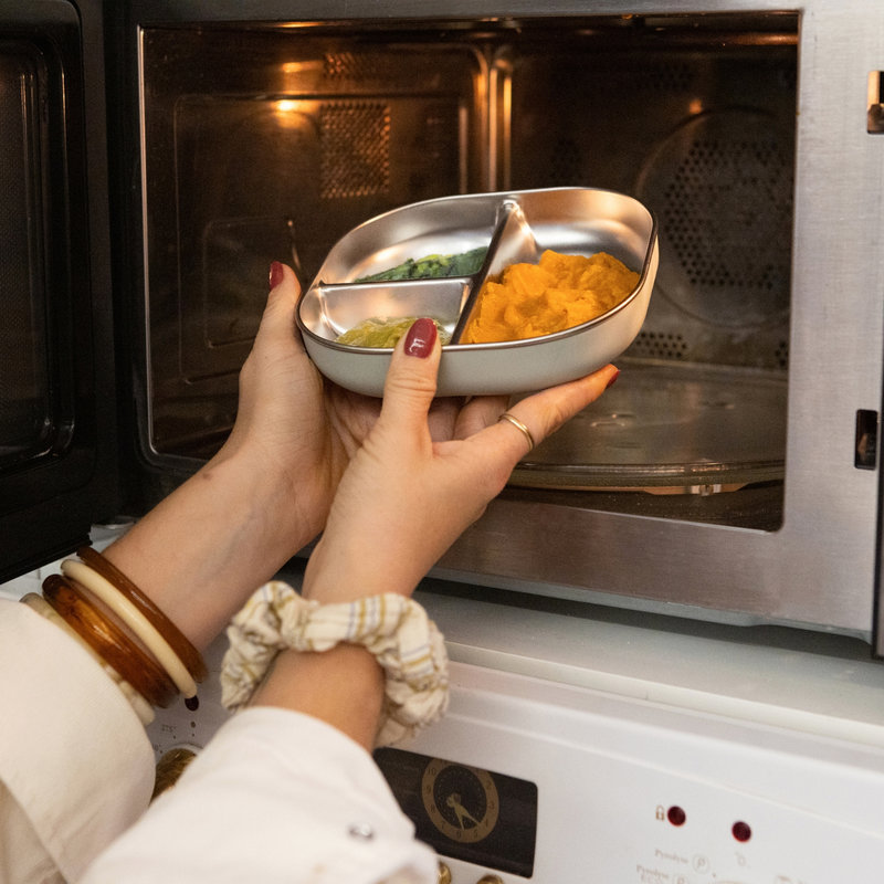 Assiette compartimentée inox Vert de gris Beaba lifestyle 4