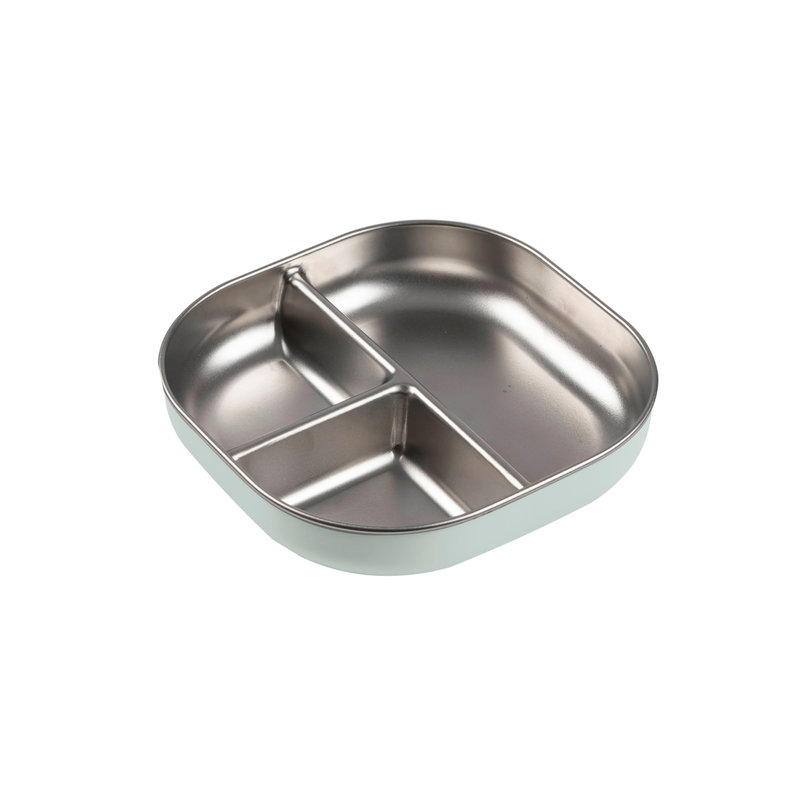 Assiette compartimentée inox Vert de gris Beaba produit