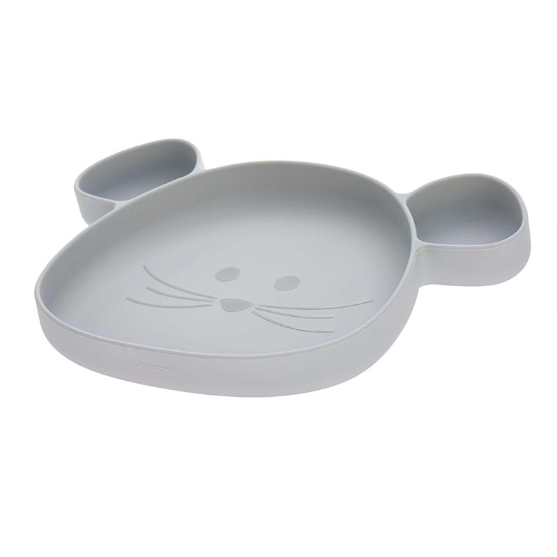 Assiette à compartiments en silicone Little Chums Souris gris Lässig